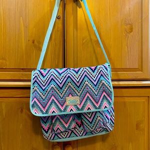 Justice Large messenger bag and lunch box. Chevron pattern.
